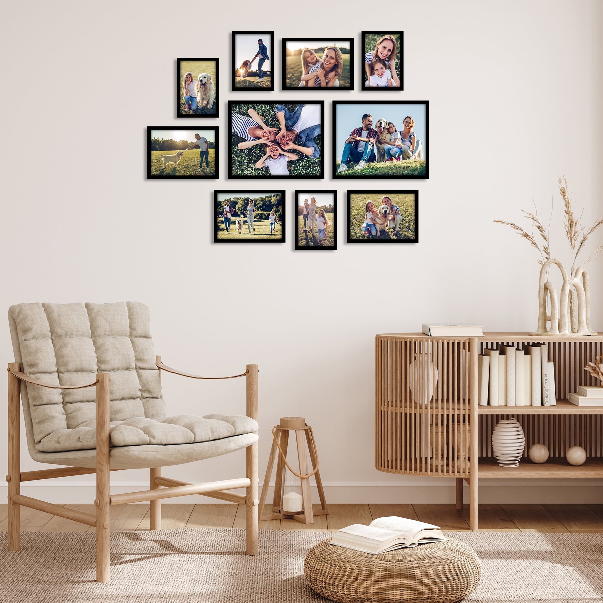 Americanflat 8x10, 5x7, 4x6 Picture Frame with Shatter-Resistant Glass 10 Pack Frames Gallery Wall - Black