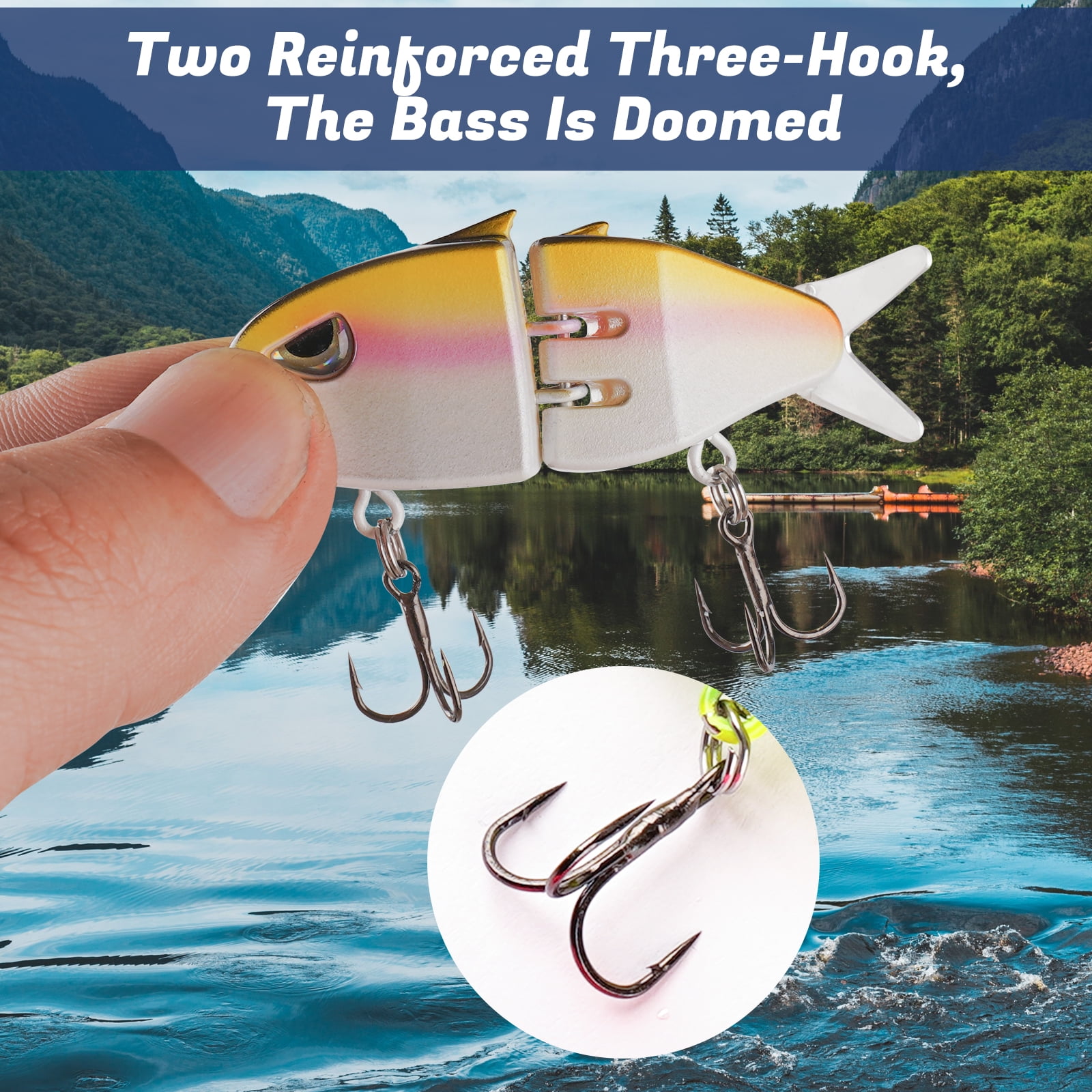 6pcs Slow Sinking Fishing Lures Multi Jointed Top Water Fishing Hard Bait Soft Tails & 3D Realistic Eyes Glide Bait for Bass Fish Tackle Best Lure Gear for Angler