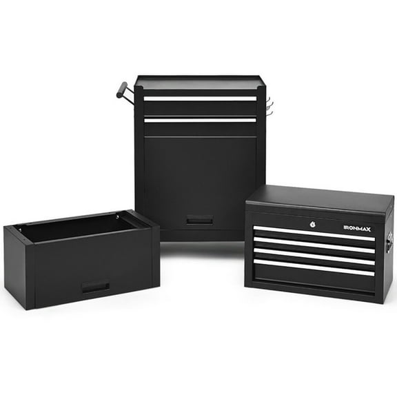 Topcobe 6-Drawer Tool Chest with Heightening Cabinet, Garage Workshop Tool Organizer, Black