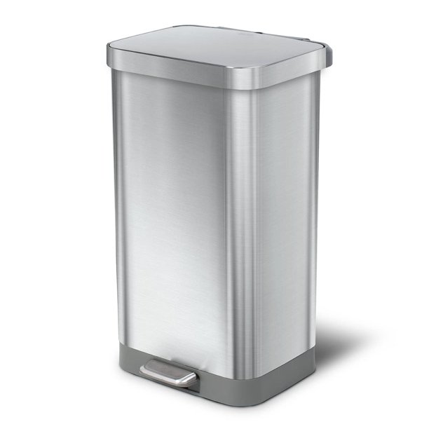 Glad Stainless Steel Step Trash Can with Clorox Odor Protection Large