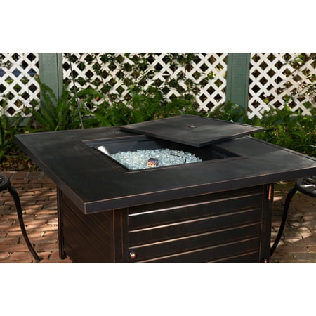 Fire Sense - Langhorne Square Aluminum LPG Fire Pit - Antique Bronze