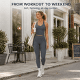 thumbnail image 6 of Feekit 2 Piece Workout Sets for Women, Scoop Neck Backless Criss Cross Yoga Outfit with Built-in Bra, High Stretch Quick Dry Athletic Set for Gym Running, 6 of 7