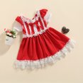 thumbnail image 2 of ZAXARRA Enfants Bébé Filles Robe de Princesse Rouge Bambins Dentelle Douce Garniture Noeud Maille Manches Courtes Robe Formelle Partie Robe de Bal pour 1-6 Ans, 2 of 7