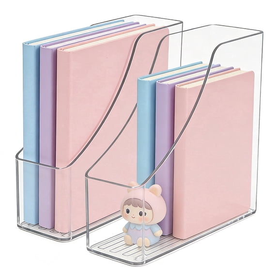 SAYEEC 1 Pack Acrylic Magazine File Holder, Vertical Clear Desk Organizer for Office & Home Accessories Organization