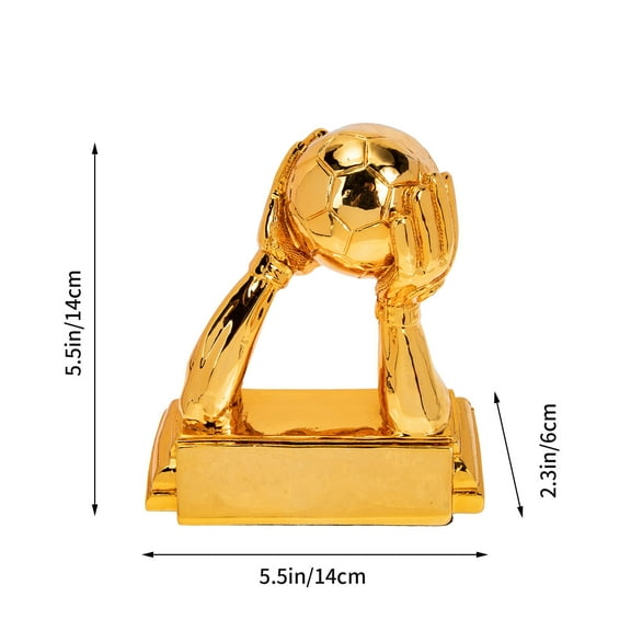 UEETEK-Football Trophy World Cup Trophy Replica Resin Football Collectibles Sports Fan Trophies Gold 5.5''