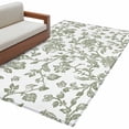 thumbnail image 2 of 4x6 Area Rugs, Sage Green Flower Non-Skid Rubber Backing Large Rectangle Rugs - Living Room Bedroom Home Office, Vintage Farmhouse Boho Leaf Spring Indoor Floor Mat Carpets Washable Rug, 2 of 9