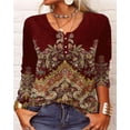thumbnail image 1 of Jersey Vintage con cuello redondo y botones para mujer, Camiseta holgada informal con estampado elegante, Tops básicos diarios de calle, camisetas de manga larga, camisa de fondo, 1 of 4