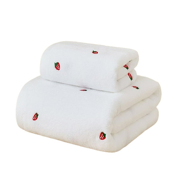 Toystoory Toalla de baño de algodón suave y agradable para la piel de 2 piezas para damas, ligera y cómoda Toallas y Paños conjunto blanco