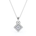 thumbnail image 3 of JeenMata 1.15 Carat Princess Cut Moissanite - Prong Set - Cluster Pendant Necklace - 18K White Gold Plating Over Silver, 3 of 5