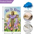 thumbnail image 4 of Easter Garden Flag He Is Risen Cross Tulip Floral 12x18 Inch Double Sided Flower Small Burlap Spring Holiday Yard Outdoor Flag Outside Home House Decoration (Only Flag), 4 of 6
