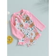 thumbnail image 3 of Coduop Toddler Kids Girls One Piece Bikini Swimsuit Floral Print Swimwear Rash Guard Bathing Suit, 3 of 7