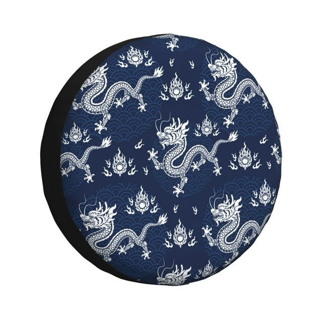 Fotbe Dragon Funda de Llanta de Repuesto con Estampado, Engrosada, Ajuste Universal para Jeep, Remolque, RV, SUV, Camión-14 inch