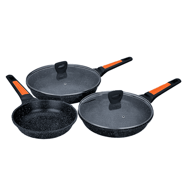 Sartenes de Aluminio Grunberg Antiadherente de Mármol 5 pzas (Negro) gris Unitalla Grunberg GR-1805A