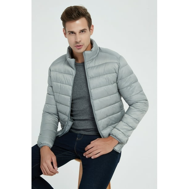 Mens light grey puffer deals jacket