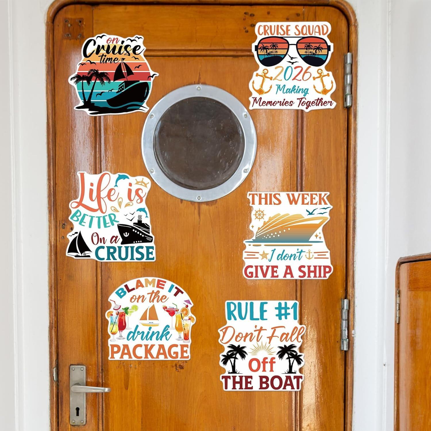 Large Cruise Door Decorations Magnetic - 6PCS 2026 Sea Navigation Cruise Ship Door Decorations Funny Boat Anchor Tropical Drink Coconut Tree Cruise Door Magnets for Carnival Cabin Fridge Decor