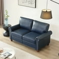 thumbnail image 4 of Modern Navy Blue Faux Leather Loveseat with Round Arms and Silver Nails, 59.45"L x 31.89"W x 34.5"H, 4 of 10
