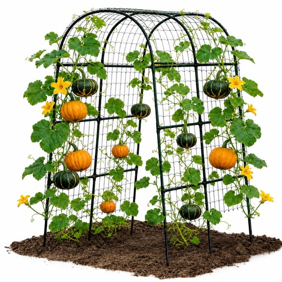 DKMOCO Garden Arch Trellis for Climbing Plants, 7.5FT Tall Metal Garden Trellis with Netting, Outdoor Arch Trellis for Cucumbers, Beans, Roses & Vines, Garden Arbor for Backyard Patio Pathway