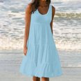 thumbnail image 2 of VBTAPA Summer Dresses for Women Sleeveless Tiered Mini Dress Flowy Beach Sundresses Casual Vacation Dresses Sky Blue XXXXL, 2 of 8