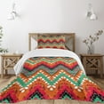 thumbnail image 3 of Ambesonne Tribal Quilted Bedspread Set 2 Pcs, Zigzag, Twin Size, Sea Green Marigold, 3 of 6