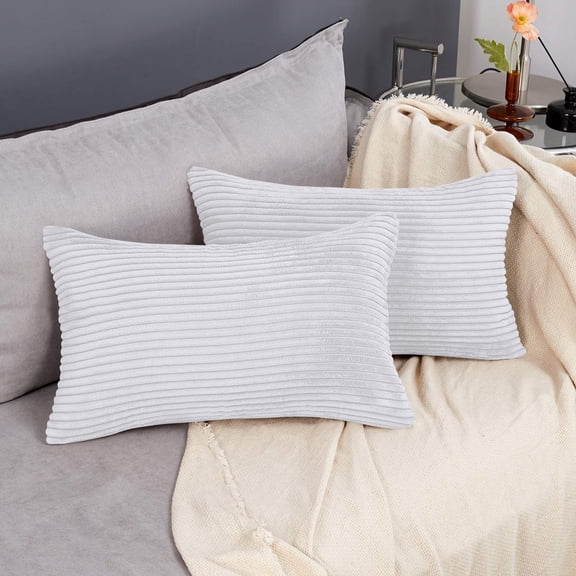 2-Pack Soft Corduroy Throw Pillow Covers, 12x20 Inch Lumbar Pillowcase for Couch, Decorative Rectangle Cushion Covers for Sofa & Bedroom