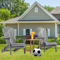 JONPONY Wooden Outdoor Folding Adirondack Chair Set of 2 Wood Lounge Patio Chair for Garden,Garden, Lawn, Backyard, Deck, Pool Side, Grey