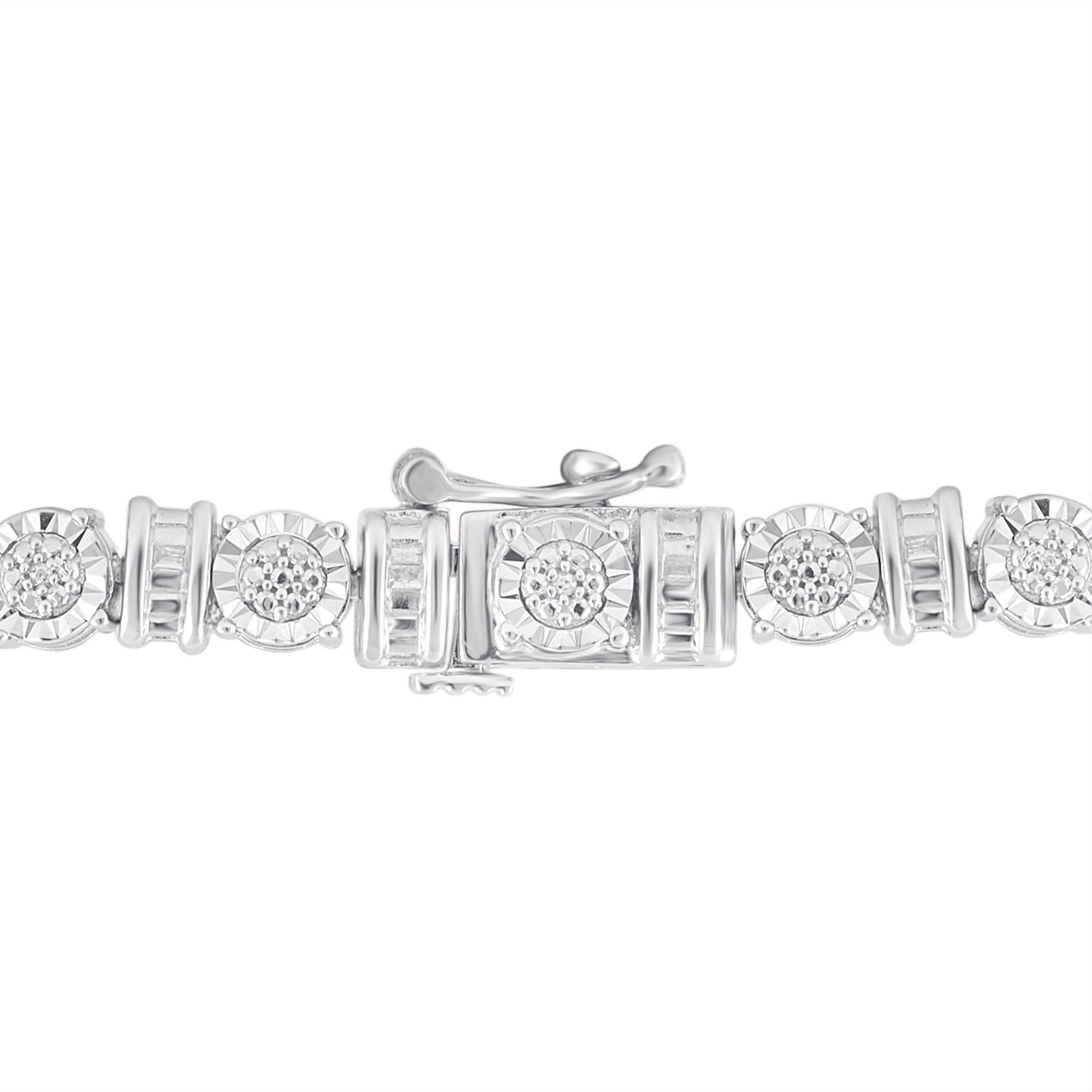 Arista Round and Baguette Diamond Sterling Silver Tennis Bracelet (1/4 ct tw, J-K color, I3 clarity)