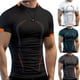 thumbnail image 4 of Camiseta deportiva informal Sunloudy para hombre, camisetas deportivas de manga corta con cuello redondo y patrón de rayas para gimnasio de primavera y verano, ropa para hombre Sunloudy moda, 4 of 4