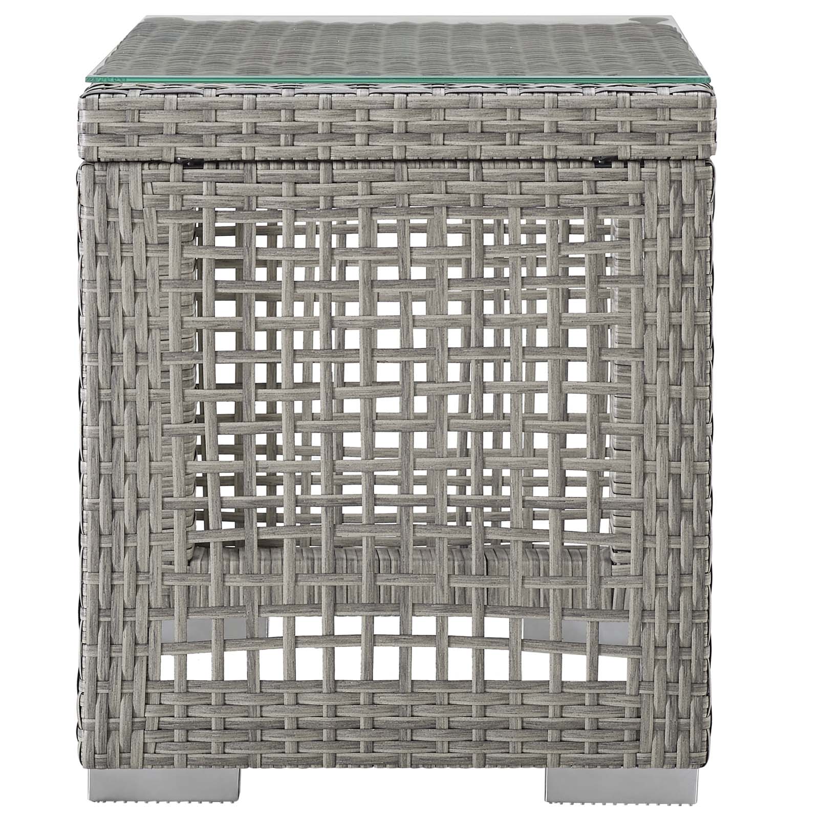 Contemporary Modern Urban Designer Outdoor Patio Balcony Garden Furniture Lounge Chair and Coffee Side Table Set, Rattan Wicker Fabric, Grey Gray White - image 3 of 8
