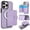 Purple, variant on Decase for iPhone 15 Pro Flip PU Leather Back Cover with 2-in-1 Detachable Magnetic Wallet with 5 Card Slots Compatible Mag-Safe and RFlD Blocking Kickstand and Wireless Charging,White