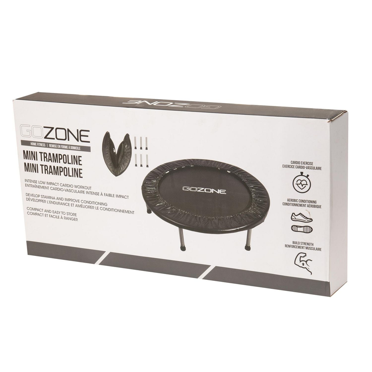 GoZone 36” Mini Fitness Trampoline – Black, With padded frame cover
