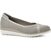 WHITE MOUNTAIN Shoes Selena Womens Mini Wedge 8.5 Gold/Fabric