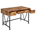 thumbnail image 3 of 2 Piece Writing Desk with Bookshelf Unit, Rustic Brown, Black Metal Frame, 3 of 5