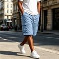 thumbnail image 2 of Delconic Men Lightweight Breathable Knit Cargo Casual Shorts Adjustable Drawstring Stretch Waist Solid Color Relax Fit Bottoms For Running Fishing Weekend Sports Beach Outfit Blue 4XL, 2 of 7