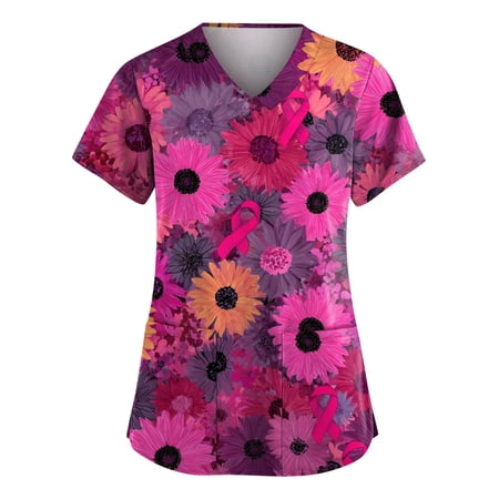 NAMTYQX Scrub Shirts for Women Plus Size Blouses for Women Dressy Casual Dark Purple Size 4XL