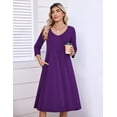 thumbnail image 3 of Zeagoo 3/4 Sleeve Women's Dress Pleated Midi Dresses Floral T Shirt Dress with Pockets Casual Flowy A-Line Dresses, 3 of 6