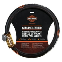 Harley-Davidson Bar & Shield Genuine Leather Steering Wheel Cover - Black, Harley Davidson