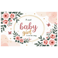 thumbnail image 3 of Floral Design Baby Shower Banner Girl Arrival Pink Flowers Butterfly Decoration for Newborn Celebration Party Event, 3 of 7