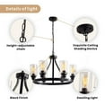 thumbnail image 6 of 6-Light Wagon Wheel Chandelier for Dining Room Living Room Pendant Lighting Home Decoratiom Suspension Design Lusters Luminaires, 6 of 8