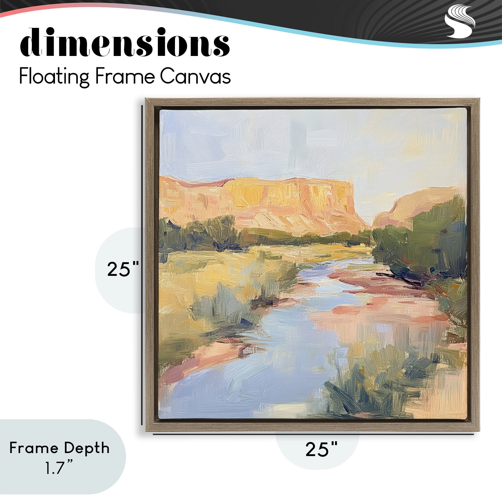 Stupell Industries Painted Plateau River Reflection Brown Framed Floater Canvas Wall Art, design by Petal Prints Design