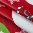 thumbnail image 3 of Christmas Red Swirling Snowman Print 60 x 102 inch Rectangle Vinyl Flannel Backed Dining Tablecloth, 3 of 5