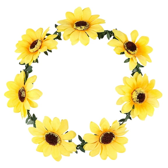ITSELFER Frcolor 1PC Floral Sunflower Crown Head Band Hair Wreath Bridal Headpiece Hair Band for Festival Wedding Party (Garland)