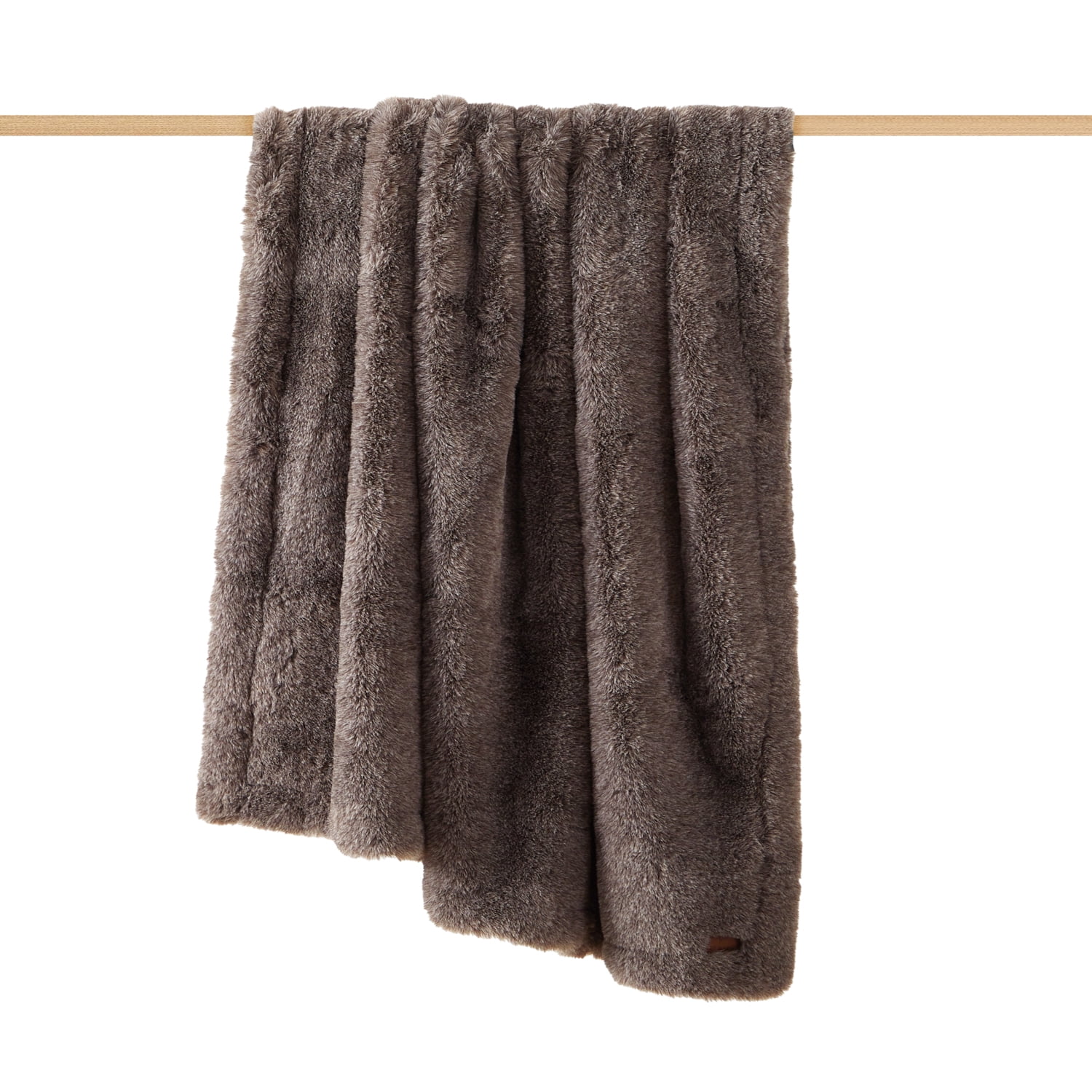Cozy Haven Luxury Heathered Cationic Faux Fur Oversized Couch Throw Blanket, Brown, 50 x 72 in