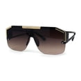 thumbnail image 3 of Mens Half Rim Flat Top Mobster Squared Shield Sunglasses Tortoise Brown, 3 of 4