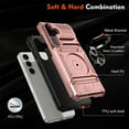 thumbnail image 2 of SaniMore for Samsung Galaxy A15 Stand Case, Armor Design Military-grade Drop Resistant Magnetic Car Mount Hidden Card Holder [Up to 2] Heavy Duty Protective Hybird Shockproof No-slip, Rosegold, 2 of 7