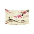 thumbnail image 3 of Vintage Watercolor Spring Cherry Blossom Landscape Cotton Linen Tapestry Wall Art Home Decor, Tapestries Wall Hanging Art Sets, 60W X 40L Inch, 3 of 5
