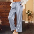 thumbnail image 4 of qolati Womens Silk Satin Pajama Pants Casual Loose Lounge Pants Lightweight Drawstring Elastic Waist Wide Leg Pjs Bottoms with Pockets, 4 of 8