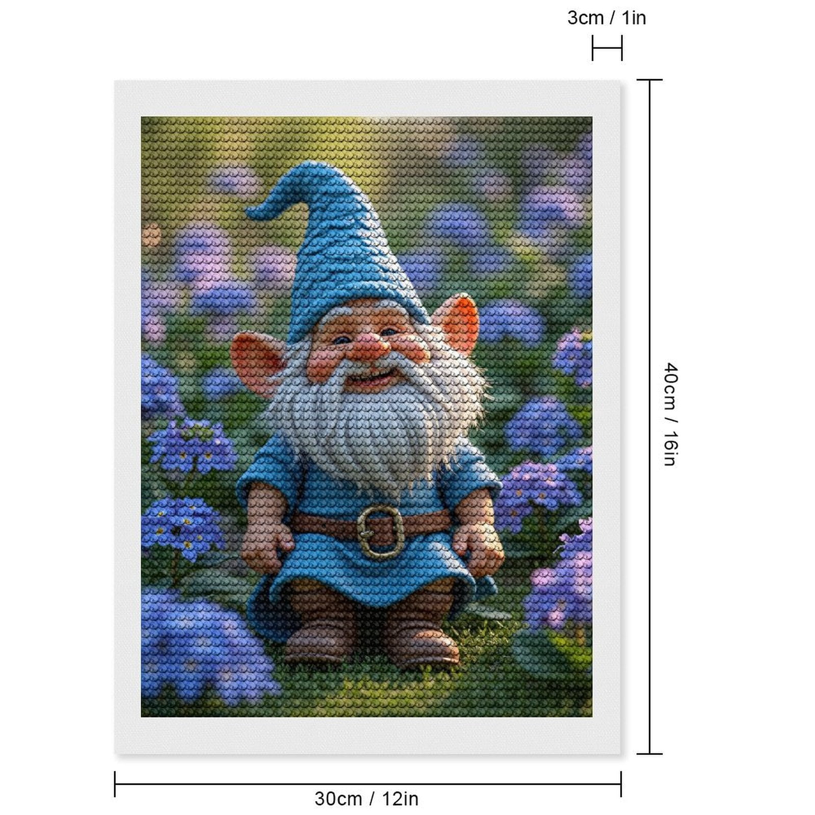 Diamond Art Kits for Adults, Gnome In Blue With Flowers 5D Diamond Painting Kits for Adults Beginners, DIY Full Drill Diamond Painting, Gem Art and Crafts 12x16