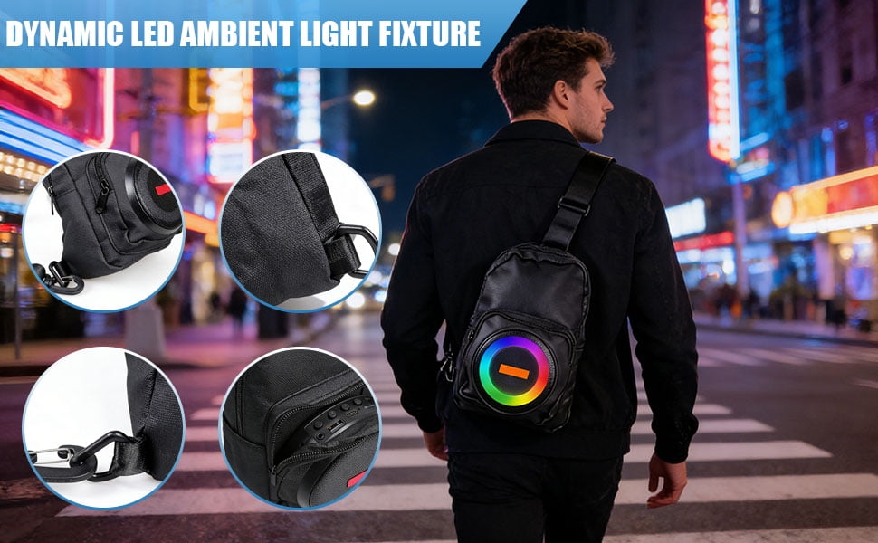 Miiottaa Convertible Backpacks with Speakers Bluetooths Fanny Pack for Parties/Festivals/Beach/Boats Rechargeable Slings Bag