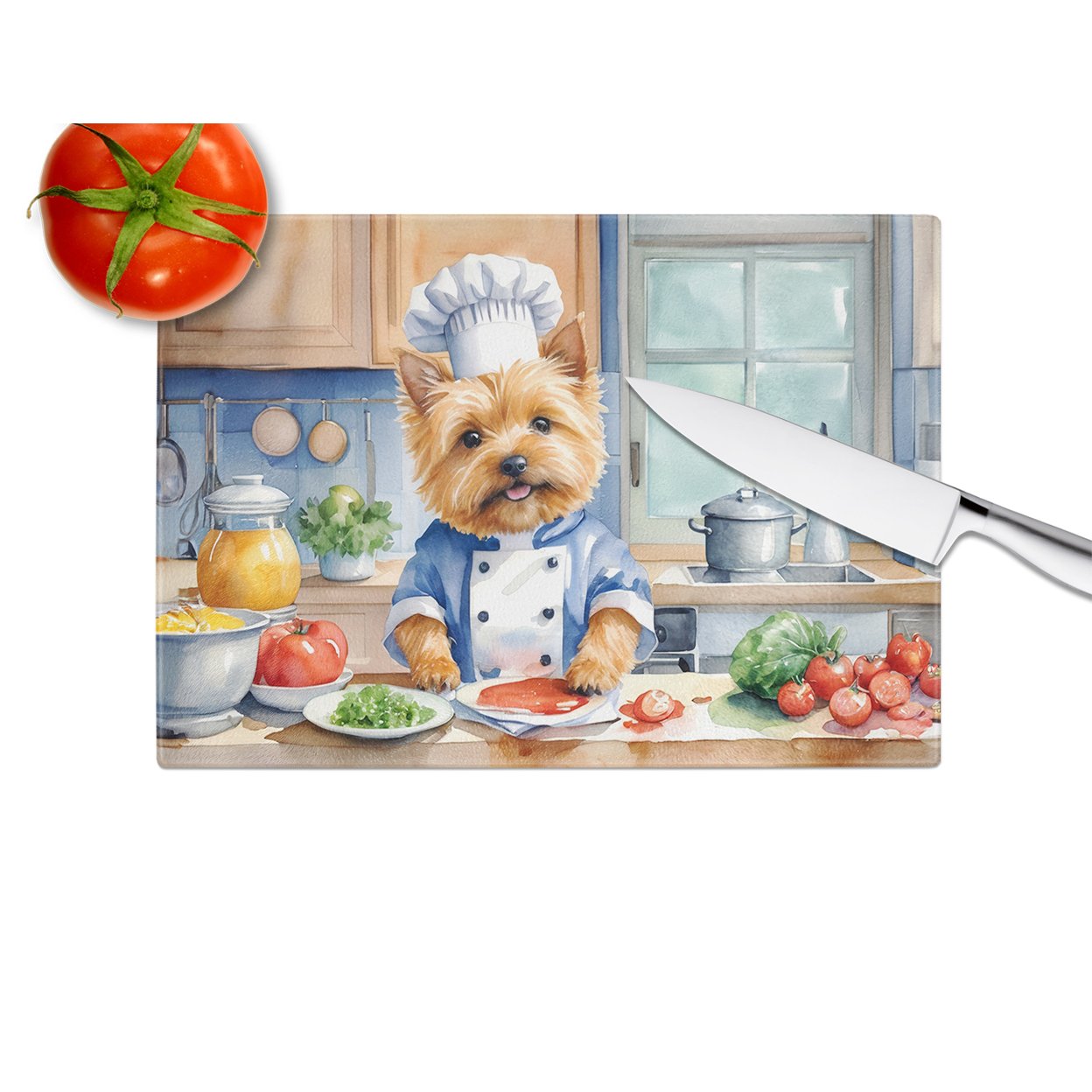 Norwich Terrier The Chef Glass Cutting Board 12 in x 15 in