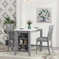 thumbnail image 2 of PORKISS Dining Table Set for 2 with Storage Shelves, Faux Marble Table and Upholstered Chairs, Grey, 2 of 10